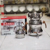 کتری قوری شیردار تمام استیل کف چدن دو قوری گارانتی