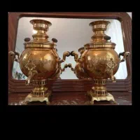 جفت شکلات خوری مس و جفت سماور زغالی|کلکسیون اشیاء عتیقه|نهاوند, |دیوار
