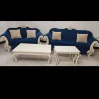 مبل با جلو مبلی و دوتا عسلی و4عددصندلی