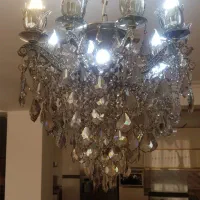 لوستر برنز و کریستال اتریشی قدیمی آنتیک ۷۰ سانتی