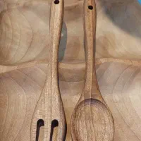 قاشق چنگال غذاخوری چوب گردو عمده و تک|ظروف سرو و پذیرایی|اصفهان, شاهزید|دیوار
