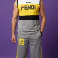 ست تاپ و شلوارک مردانه طرح FENDI