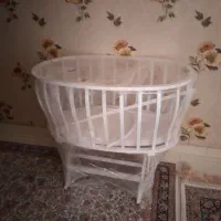 گهواره تمام چوب با تشک و بالش و تور