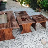 جلو مبلی با چهار عدد میز عسلی