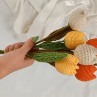 انواع دسته گل بافتنی تک شاخه و چند شاخه|گل مصنوعی|شهرکرد, |دیوار