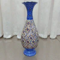 گلدان فیروزه ای قلمکاری