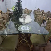 مبل استیل ۹ نفره همراه میز ناهارخوری ۸ نفره