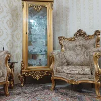 یک دست مبل۹نفره استیل به همراه بوفه و اینه کنسول|مبلمان خانگی و میز عسلی|ری, علایین|دیوار