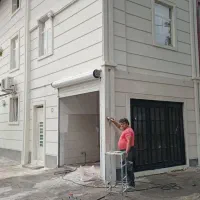 اجرای نمای رومی ساختمان ابزار شسته