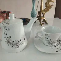 دودست فنجان لعنبکی با قوری