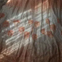 پرده حریر گلدار و پارچه کنفی