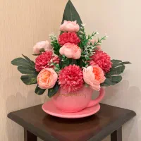 گل مصنوعی با گلدان مدل فنجان|گل مصنوعی|تبریز, |دیوار