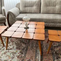 میز جلو مبلی چوبی با دو عسلی