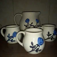 پارچ و لیوان گل برجسته