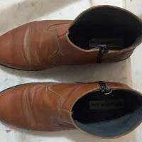 نیم بوت چرم عسلی اصل