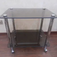 میز 2 طبقه 10میل شیشه دودی