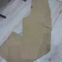 شلوار کتان کرمی کارگو شلوار زغالی زاپدار مام