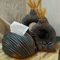 گلدان دونات چروک بزرگ وکوچک وجادستمال کاغذی|صنایع دستی و سایر لوازم تزئینی|مشهد, صیاد شیرازی|دیوار