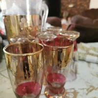 پارچ ولیوان عتیقه اب طلا