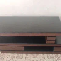 میز تلویزیون ام دی اف با۲ کشو ساچمهای و رویه شیشه