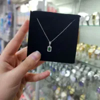 پلاک زنجیر جواهری نگین سبز (نقره )(