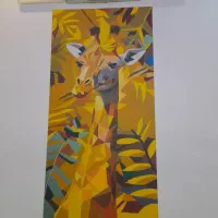 تابلو زرافه سایز بزرگ در بوم شیک و سادو