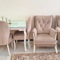 سرویس چوب کامل مبل و ناهارخوری و تخت خواب و ویترین