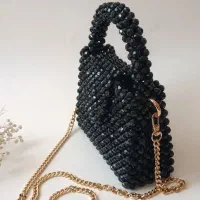 کیف مرواریدی مجلسی مشکی، شیک و مناسب هدیه روز زن|کیف، کفش، کمربند|قم, شاه سید علی|دیوار