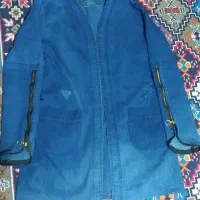 مانتو طرح لی کاغذی ابی کوتاه فروش فوری