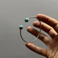 دستبند نقره دستساز با سنگ فیروزه نیشابور طبیعی|جواهرات|تهران, بهار|دیوار