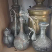 شرابخوری صفوی.سماور زغالی.آفتابه لگن و زنگ زورخانه|کلکسیون اشیاء عتیقه|مهریز, |دیوار