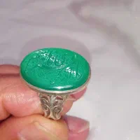 انگشترنقره عقیق سبزخطی