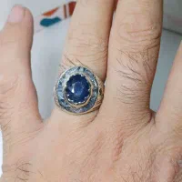 انگشتر نقره دستساز یاقوت کبود طبیعی