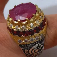 انگشتر نقره یاقوت سرخ و کبود معدنی اصل آفریقا|جواهرات|مشهد, طبرسی شمالی|دیوار