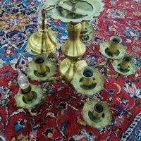 سه جفت لوستر برنجی 5 شاخه در دو طبقه در حدنو سالم|لوستر و چراغ آویز|مشهد, جانباز|دیوار