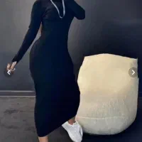 ماکسی یقه اسکی مشکی جذاب