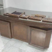 میز چوبی اداری با شیشه همراه با صندلی چوبی|دفتر کار|مشهد, ارشاد|دیوار