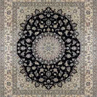 فرش دستباف ۳/۵ متری نایین اصل ۶لا گل ابریشم آکبند|فرش|تهران, حکمت|دیوار