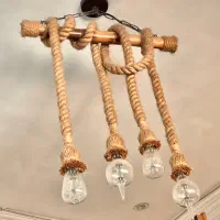 لوستر کنفی با چوب بامبو ۴شاخه