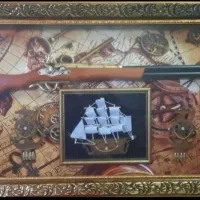 تابلو تپانچه چوبی برجسته.بندرلنگه