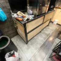 میز کار مغازه آهنی سنگین با درب ریلی چوبی