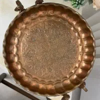 دو عدد سینی مسی و شیرینی خوری برنزی