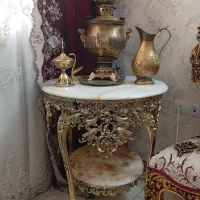 سماور برنز و قندان همراه با میز برنز
