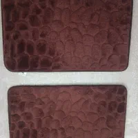 دو عدد پادری مخمل طرح سنگ قهوه ای