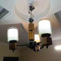 لوستر مدرن زیبا سه شعله چوبی