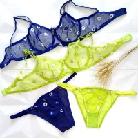 ست شورت سوتین لباس زیر توری گل دوزی