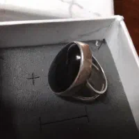 انگشتر نقره دست ساز نگین مشکی