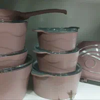 سرویس۱۵پارچه دالغا همراه با تابه رژیمی رنگ رزگلد