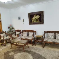 ست کامل مبل نعل‌اسبی قهوه‌ای + میز ناهارخوری