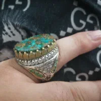 انگشتری نقره جباری کلکسیونی باسنگ فیروزه نیشابور